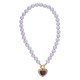 Retro Pop Necklace with Lilac Beads & Plexi Heart Pendant