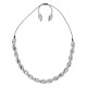 Collar Urbano con Cordón de Serpiente y Cuentas Acrílicas Plateadas Ovaladas