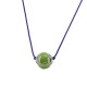 Necklace with Green Ceramic Round Bead on Twisted Cord