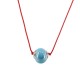 Necklace with Blue Ceramic Round Bead on Twisted Cord