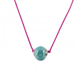 Necklace with Veraman Ceramic Round Bead on Twisted Cord