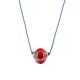 Necklace with Red Ceramic Round Bead on Twisted Cord