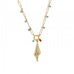 Summer Necklace with Metal Shell & Paperclip Chain