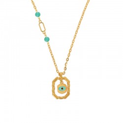 Necklace with Metal Frame & Enamel Evil Eye