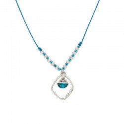 Necklace with Asymmetric Metal Rhombus Design & Crystals