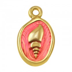 Colgante de Metal Zamak Ovalado con Caracola con Esmalte 11x16mm