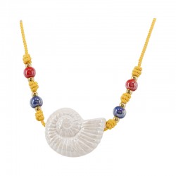 Collar de Verano con Concha y Cuentas de Cerámica Blancas