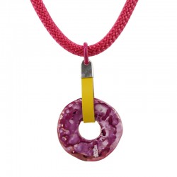 Collar Clásico Tipo Donut con Disco Fucsia y Cordón Trepador