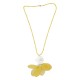 Collar con Flor Metálica y Pétalos de Gasa Amarilla