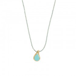 Collar con colgante metálico en forma de gota y esmalte turquesa