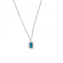 Collar con colgante ovalado vertical esmaltado en turquesa y cadena