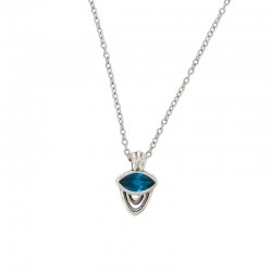 Collar con colgante geométrico, esmalte turquesa y curvas