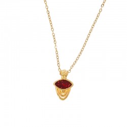 Collar con colgante geométrico, esmalte rojo y curvas