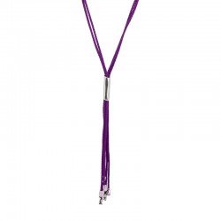 Collar con Múltiples Cordones Morados y Tubo Metálico