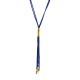 Collar con Múltiples Cordones Azules y Tubo Metálico