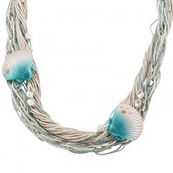 Collar con Conchas Acrílicas en Cordones de Múltiples Hilos