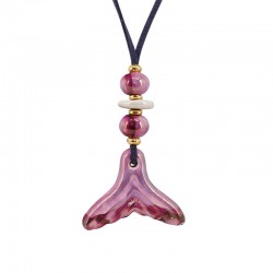 Collar con Cola de Sirena de Cerámica Fucsia sobre Cordón de Ante