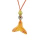 Collar con Cola de Sirena de Cerámica Naranja sobre Cordón de Ante