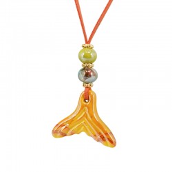 Collar con Cola de Sirena de Cerámica Naranja sobre Cordón de Ante