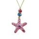 Collar con Estrella de Mar de Cerámica Fucsia en Cordón de Ante