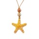 Collar Con Estrella De Mar Amarilla De Cerámica En Cordón De Ante