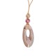 Collar con colgante ovalado de cerámica rosa en cordón de ante