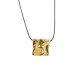 Necklace with Hammered Gold Metal Square Pendant