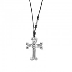 Collar con Cruz, Corazón y Serpiente de Plata