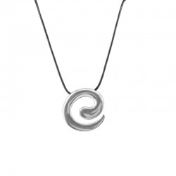 Collar con colgante de espiral de metal plateado en cordón negro