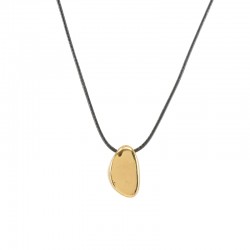 Collar con colgante asimétrico de metal dorado en cordón negro