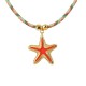 Collar con Estrella de Mar de Metal Esmaltado en Rojo sobre Cordón Verde Multicolor