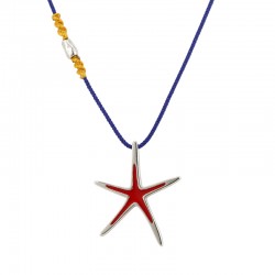Collar con Estrella de Mar de Metal Esmaltado en Rojo y Trenza de ADN