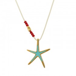 Collar con Estrella de Mar de Metal Esmaltado en Verde y Trenza de ADN
