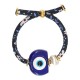 Pulsera con Ojo de Resina Azul, Perla y Cordón Floral