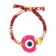 Pulsera con Ojo de Resina Rosa, Perla y Cordón Floral