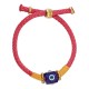 Pulsera con Ojo de Resina Azul en Forma de Cubo y Cordón Rosa