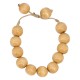Pulsera con cuentas de madera crudo y separadores metálicos plateados