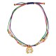 Pulsera con Cangrejo Esmaltado en Blanco y Cordones Multicolores