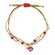 Pulsera con Camarón Esmaltado en Rojo y Cordones Multicolores