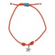 Pulsera Con Estrella De Mar Esmaltada En Turquesa Y Cordón Naranja