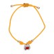 Pulsera con Cangrejo Esmaltado en Rojo sobre Cordón Amarillo