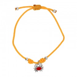 Pulsera con Cangrejo Esmaltado en Rojo sobre Cordón Amarillo