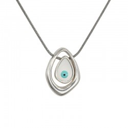 Collar de Plata con Colgante Asimétrico y Ojo Turco Esmaltado