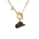 Collar de Oro con Sombrero de Vaquero Esmaltado en Negro y Cierre en T