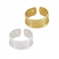 Anillo ajustable de Metal Latón con Base para cordon plano de 5mm