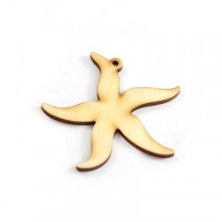 Wooden Pendant Star Fish 61x60mm