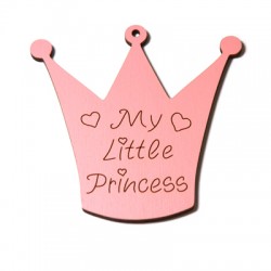 Wooden Pendant Crown "MY LITTLE PRINCESS" 80x82mm