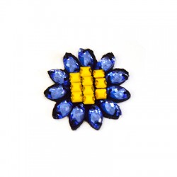 Fabric Hotfix Flower w/ Beads ~35mm