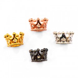 Brass Bead Crown 7x11mm with Zircon