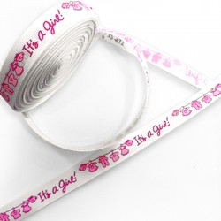Ribbon Polyester 'It's a Girl' 15mm (20yards/pack)